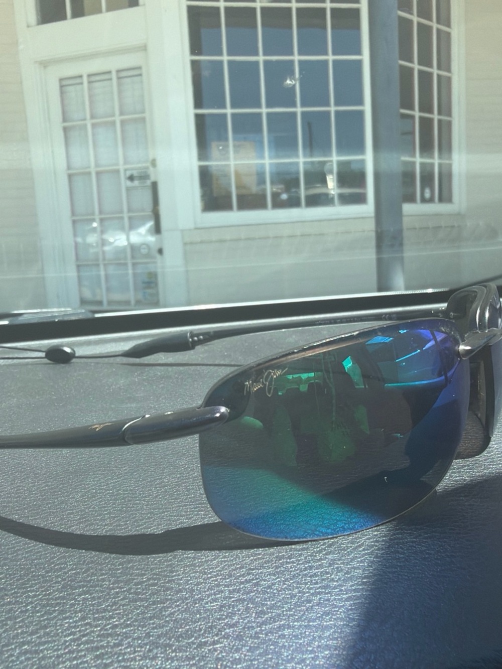Maui Jim Blue-Green Mirrored Lens Sunglasses with Black Frame